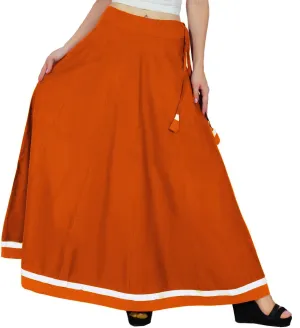 Bimba Women Long Boho Maxi Skirt Cotton Flared A-Line Skirts with Drawstring Waist