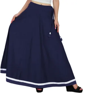 Bimba Women Long Boho Maxi Skirt Cotton Flared A-Line Skirts with Drawstring Waist