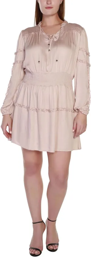 Black Label Plus Size Embellished Dress with Ruffle Detail Silver Rose 1X