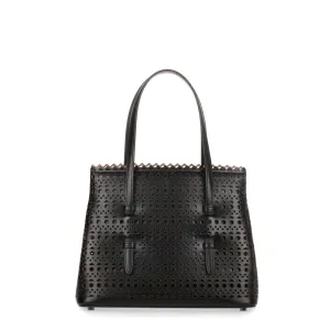 Black Leather Laser-cut Small Tote