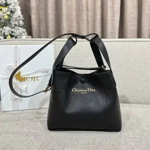 Black Leather Structured Shoulder Bag