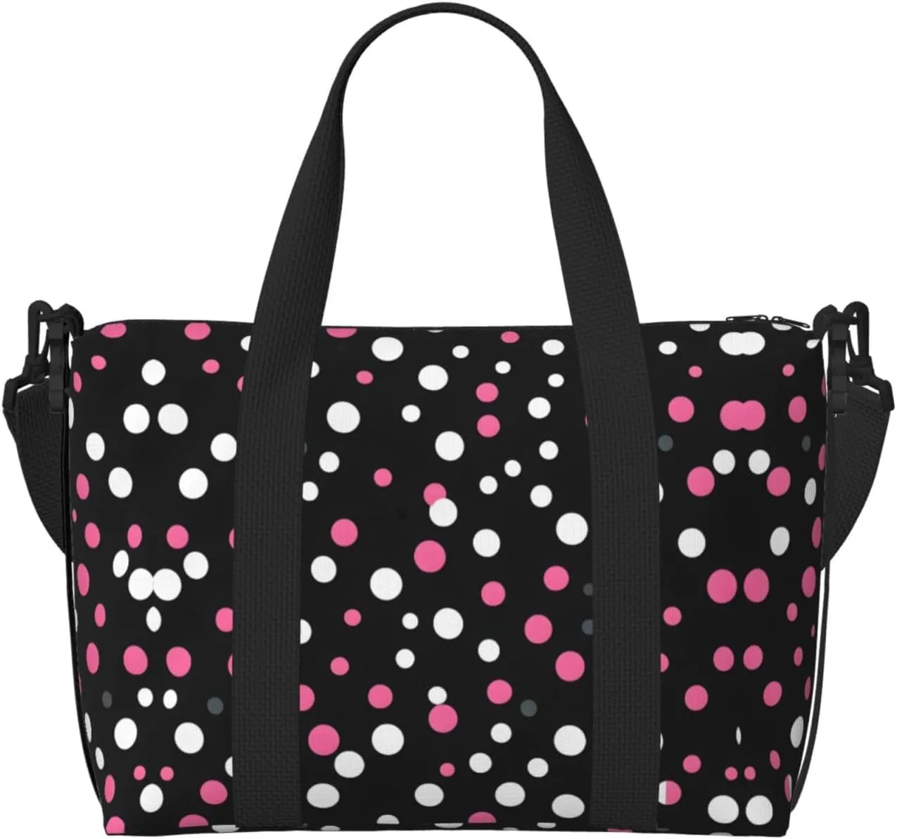 black polka dots Duffel Bags for Traveling - Lightweight Personal Item Travel Bags, Gym Bags for Men and Women