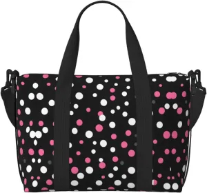 black polka dots Duffel Bags for Traveling - Lightweight Personal Item Travel Bags, Gym Bags for Men and Women