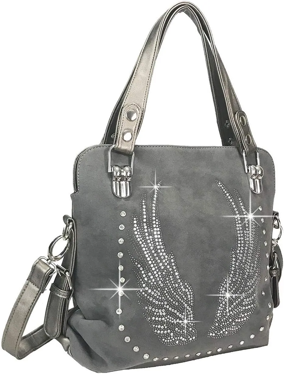 Bling Purse Double Handles Rhinestone Wing Purse