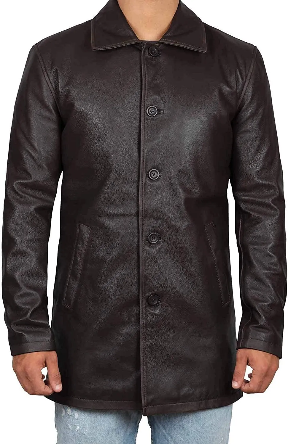 Blingsoul Leather Coats for Men - Vintage Style Long Leather Jacket Men