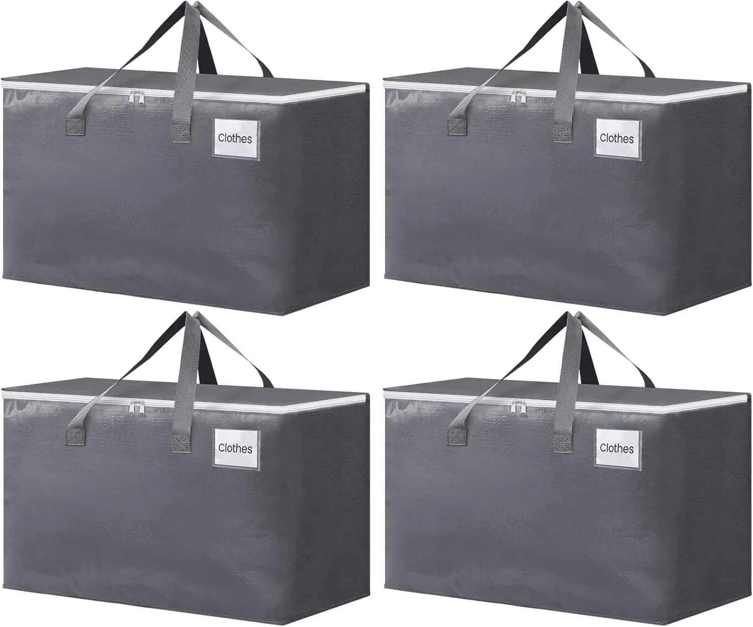 BlissTotes Large Moving Boxes and with Zippers & Handles Moving Supplies with lids, Heavy Duty Totes for Storage Bags for Space Saving, Fold Flat, Moving and Storing 125L, 4 Pack