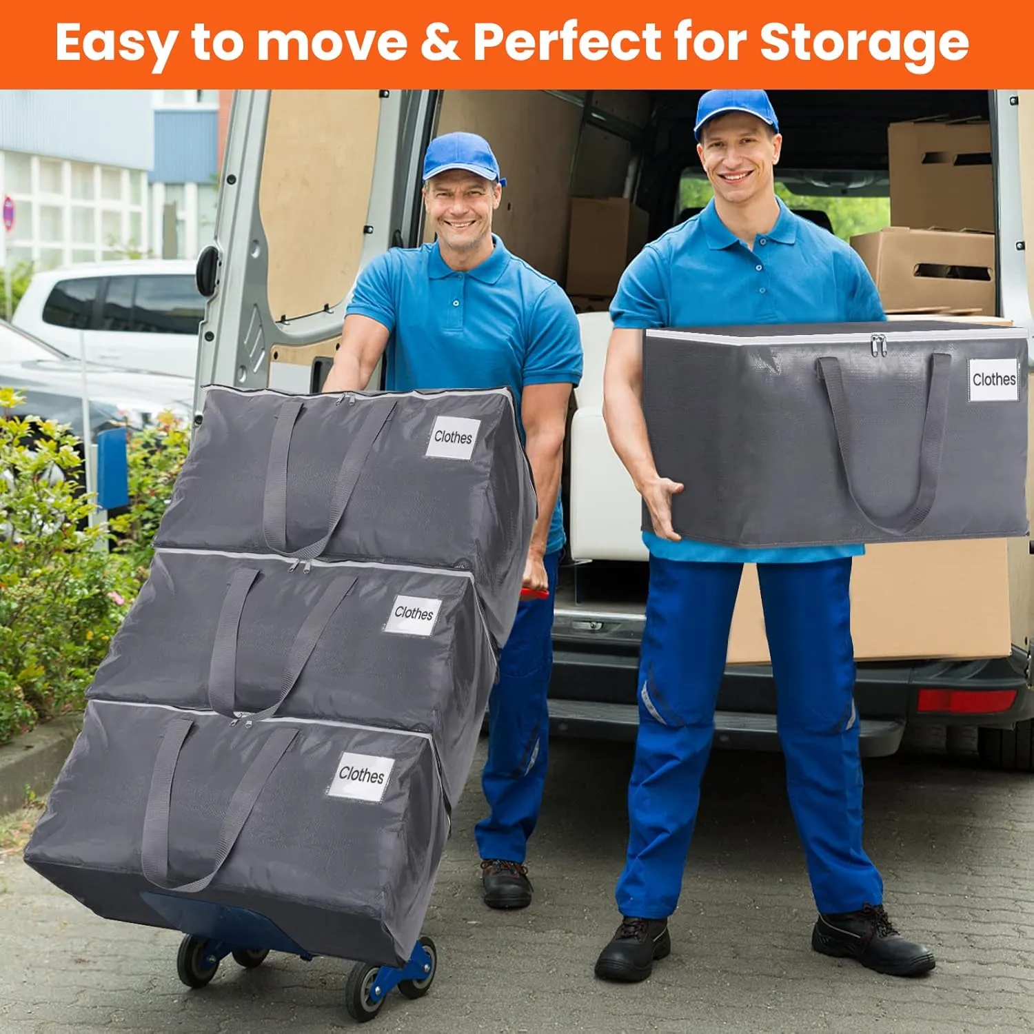 BlissTotes Large Moving Boxes and with Zippers & Handles Moving Supplies with lids, Heavy Duty Totes for Storage Bags for Space Saving, Fold Flat, Moving and Storing 125L, 4 Pack