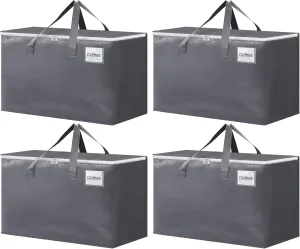 BlissTotes Large Moving Boxes and with Zippers & Handles Moving Supplies with lids, Heavy Duty Totes for Storage Bags for Space Saving, Fold Flat, Moving and Storing 125L, 4 Pack
