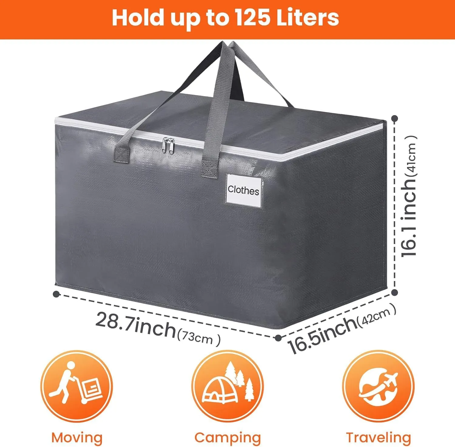 BlissTotes Large Moving Boxes and with Zippers & Handles Moving Supplies with lids, Heavy Duty Totes for Storage Bags for Space Saving, Fold Flat, Moving and Storing 125L, 4 Pack