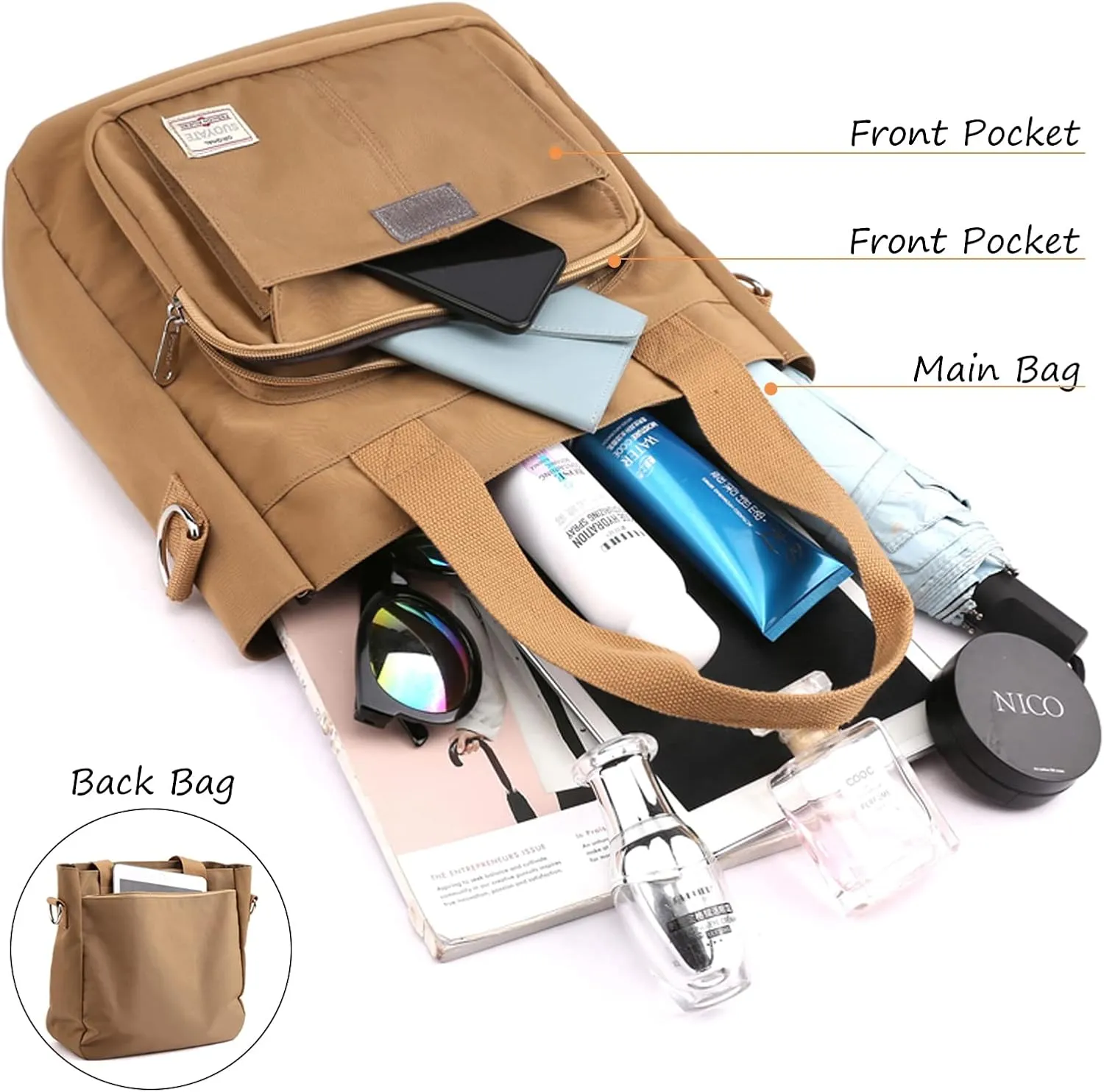Blostirno Women's Casual Tote Purse Bag Shoulder Crossbody Large Capacity Nylon Top Handle Daily Handbag Work Bags