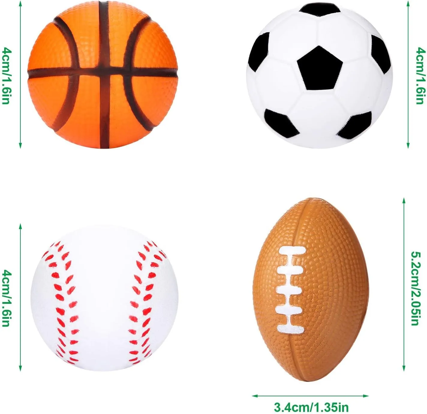 Blulu 72 Pack Sports Stress Balls for Kids Mini Footballs Mini Baseball, Soccer, Basketball, Foam Stress Balls for Anxiety Relief Sport Class Prize and Outdoor Game (1.6 Inch)