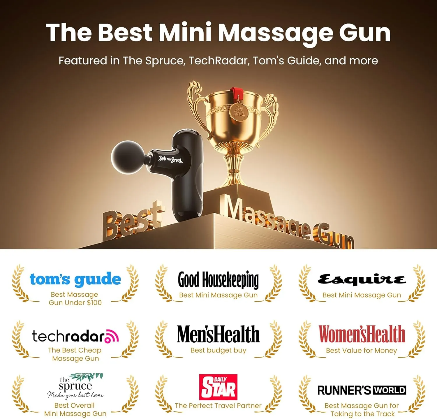 BOB AND BRAD Q2 Mini Massage Gun, Pocket-Sized Deep Tissue Massager Gun, Portable Percussion Muscle Massager Gun, Ultra Small & Quiet Muscle Massage Gun with Carry Case, FSA and HSA Eligible -Black