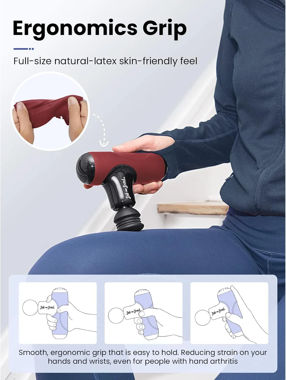BOB AND BRAD Q2 Mini Massage Gun, Pocket-Sized Deep Tissue Massager Gun, Portable Percussion Muscle Massager Gun, Ultra Small & Quiet Muscle Massage Gun with Carry Case, FSA and HSA Eligible -Red