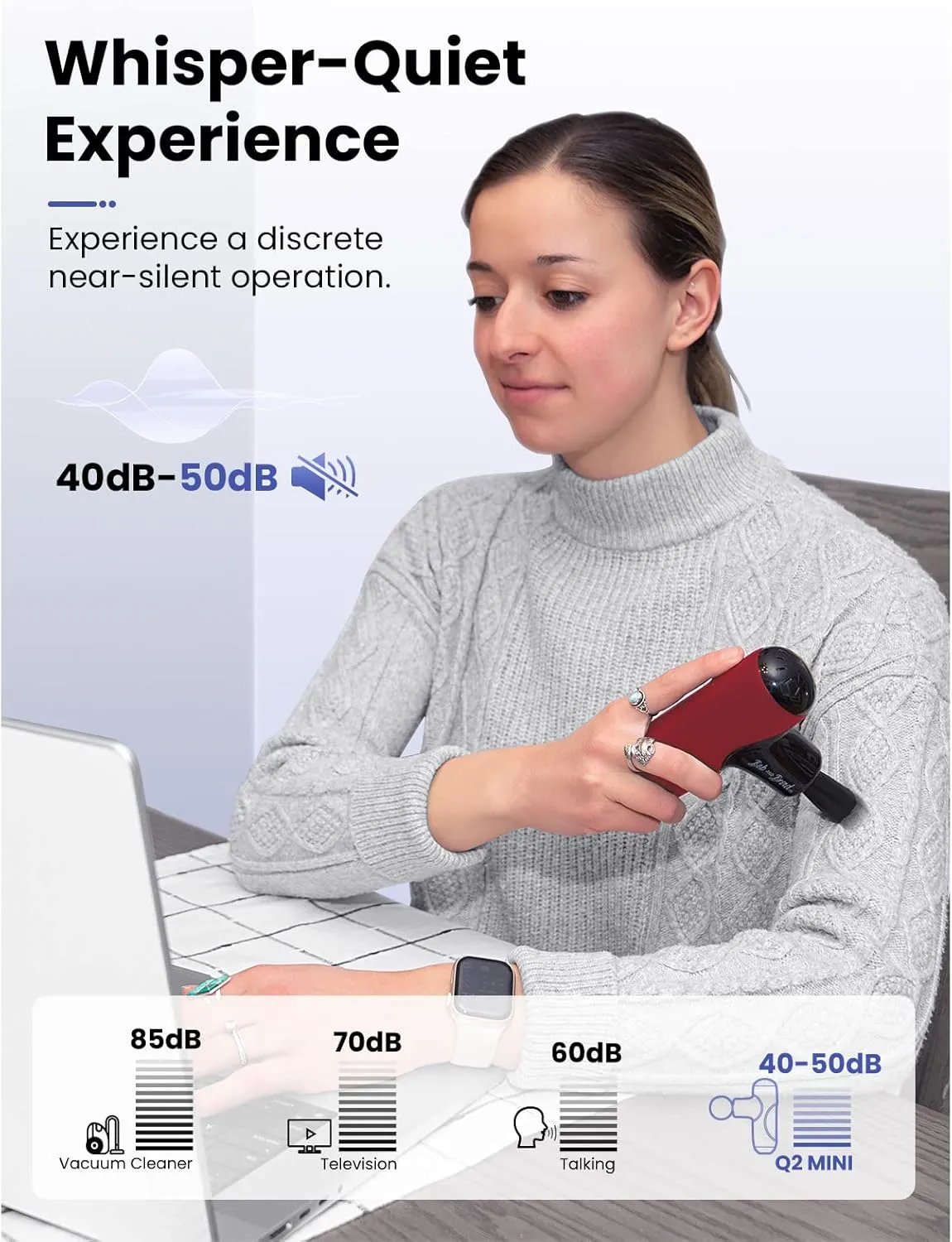 BOB AND BRAD Q2 Mini Massage Gun, Pocket-Sized Deep Tissue Massager Gun, Portable Percussion Muscle Massager Gun, Ultra Small & Quiet Muscle Massage Gun with Carry Case, FSA and HSA Eligible -Red