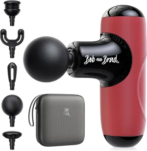 BOB AND BRAD Q2 Mini Massage Gun, Pocket-Sized Deep Tissue Massager Gun, Portable Percussion Muscle Massager Gun, Ultra Small & Quiet Muscle Massage Gun with Carry Case, FSA and HSA Eligible -Red
