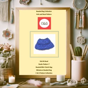 Boho Beaded Bag Pattern, C & G Pattern 7 Knit and Bead, Mini Beaded Clutch Bag Purse pattern