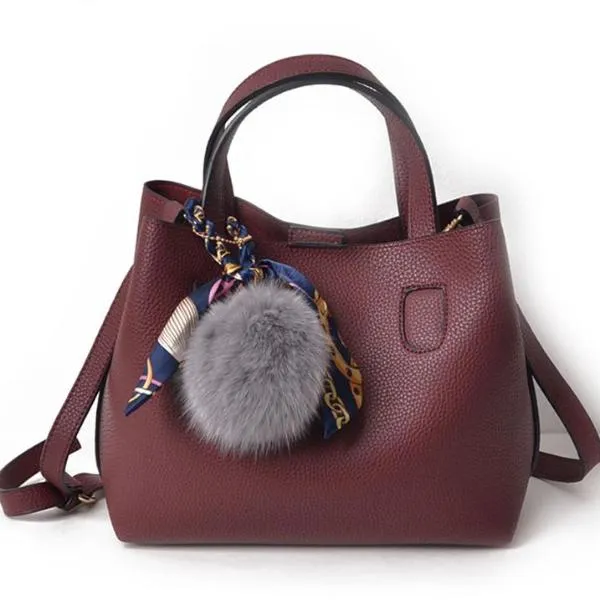 Bolish Litchi Pattern Soft PU Leather Women Handbag Two Pieces Female Shoulder Bag Girls Messenger bag Casual Women Bag