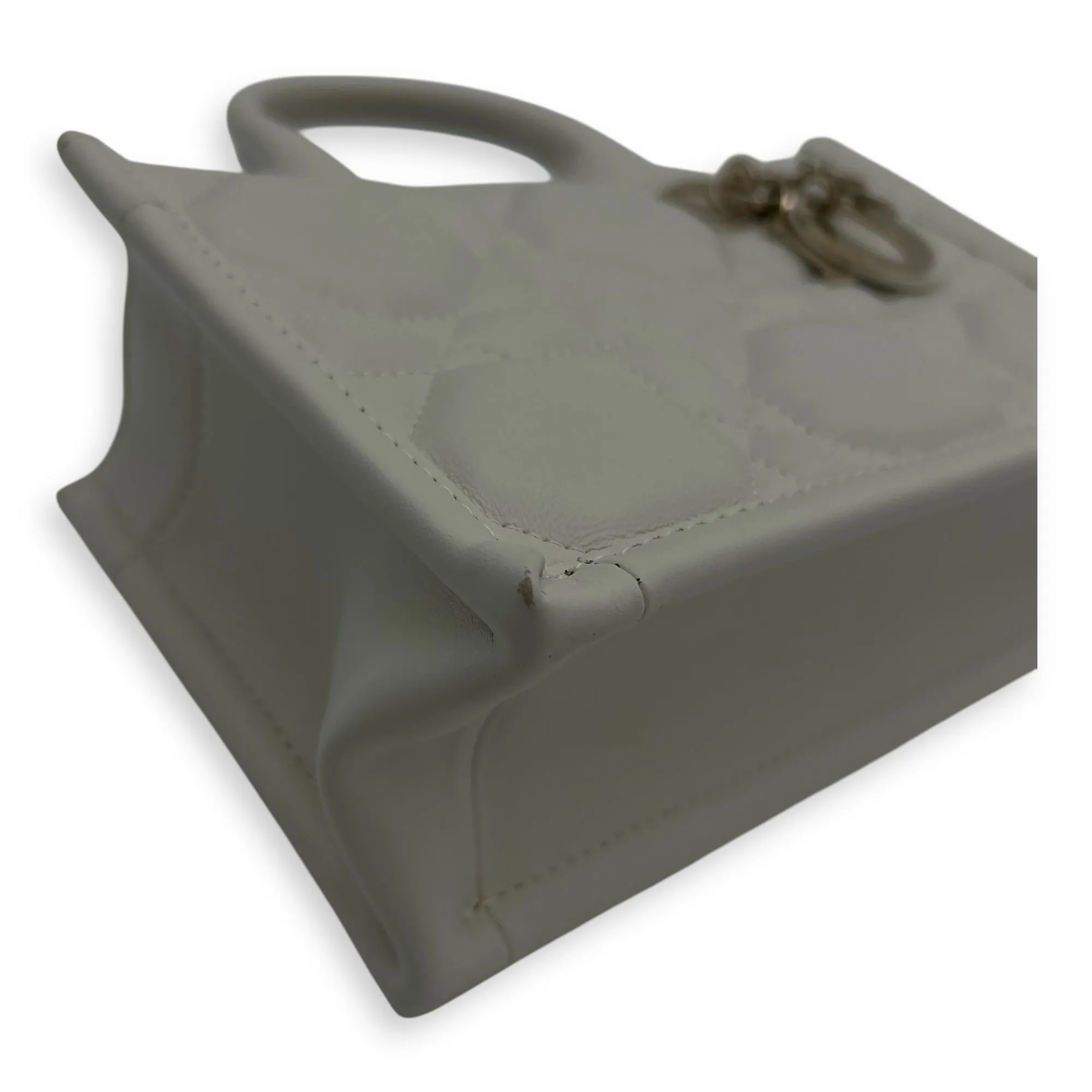 Book Tote Mini Latte Macrocannage Tote Bag in Calfskin, Gold hardware