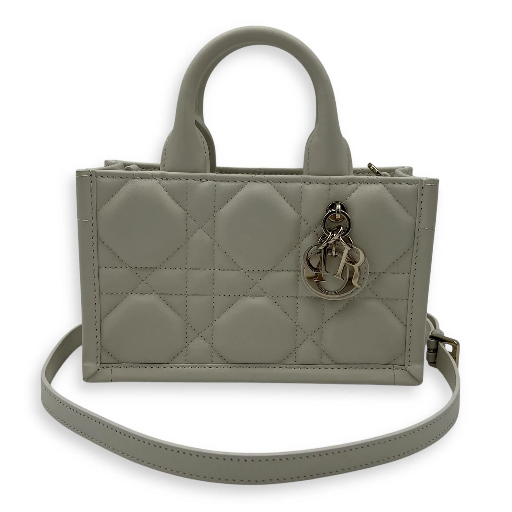 Book Tote Mini Latte Macrocannage Tote Bag in Calfskin, Gold hardware