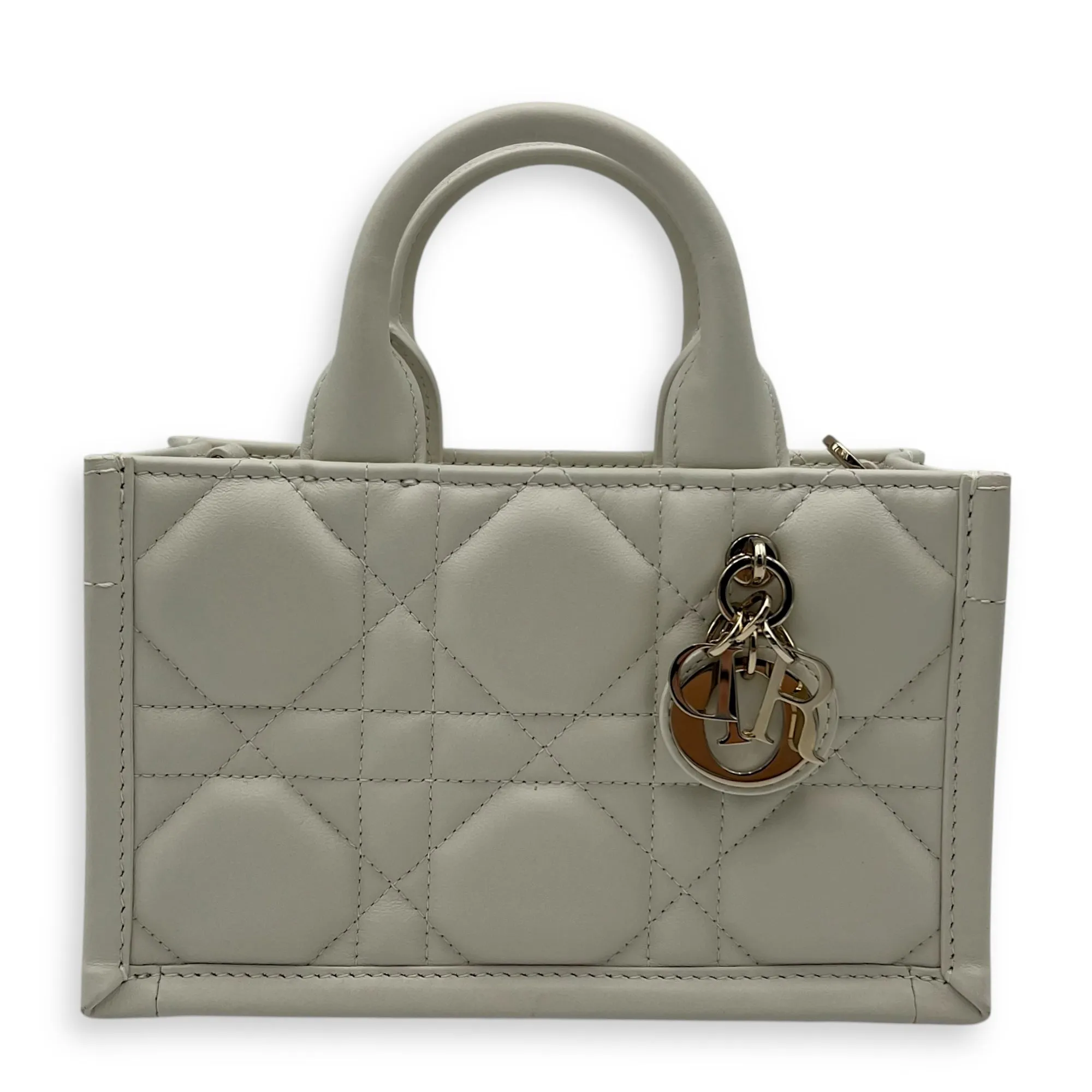 Book Tote Mini Latte Macrocannage Tote Bag in Calfskin, Gold hardware