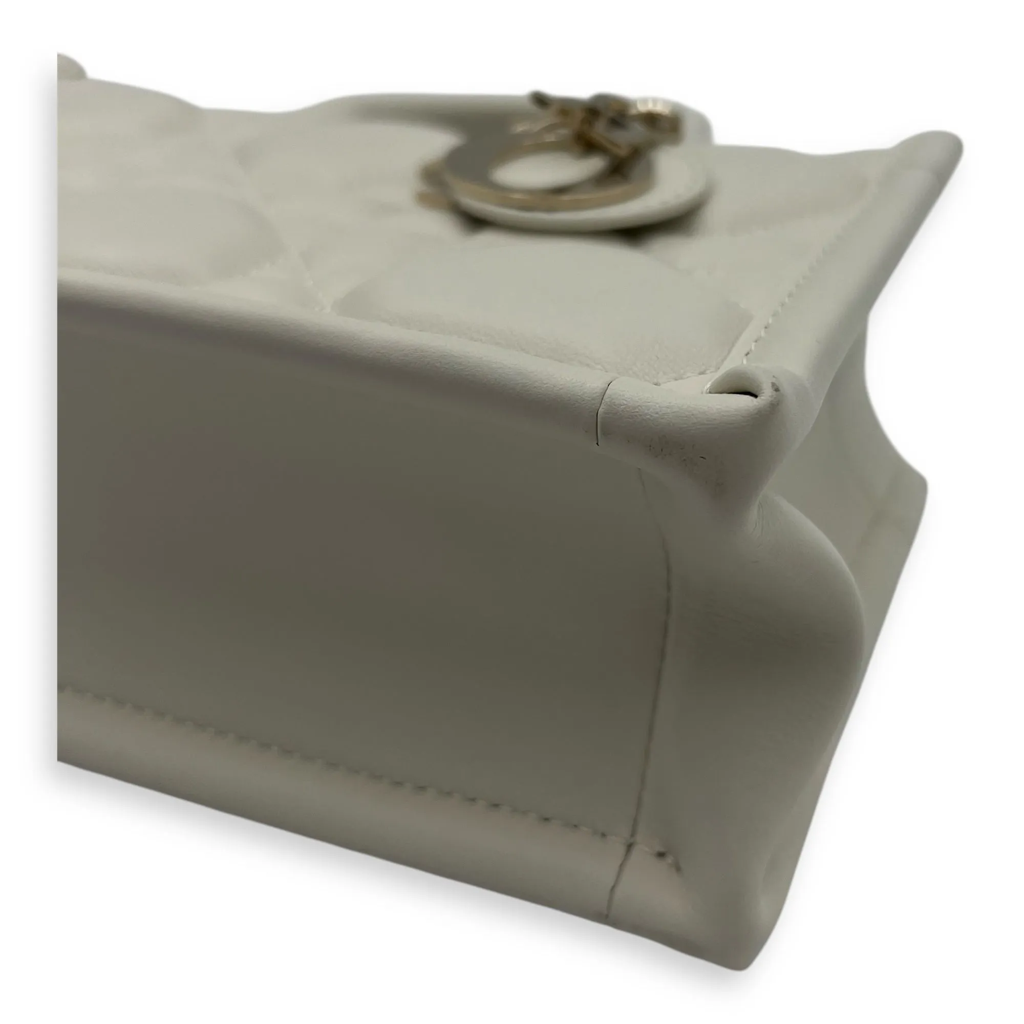 Book Tote Mini Latte Macrocannage Tote Bag in Calfskin, Gold hardware