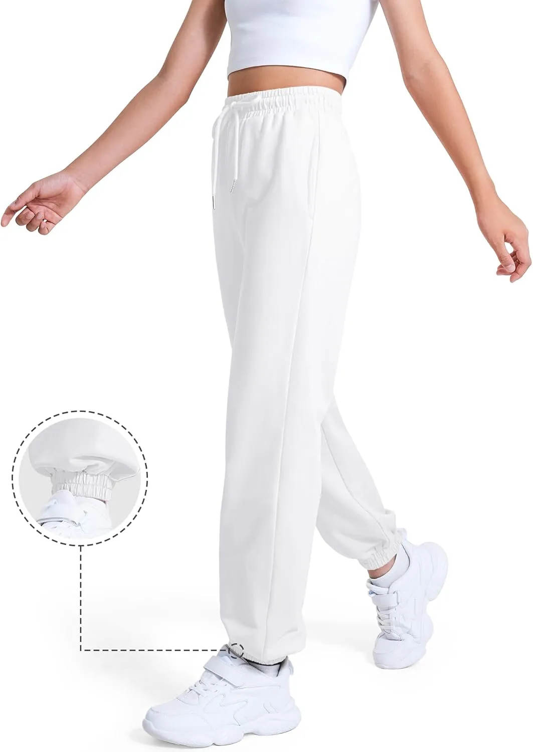 BOOPH Girls Sweatpants Kids Cotton Drawstring Joggers Athletic Pants with Pockets for Teen Girls