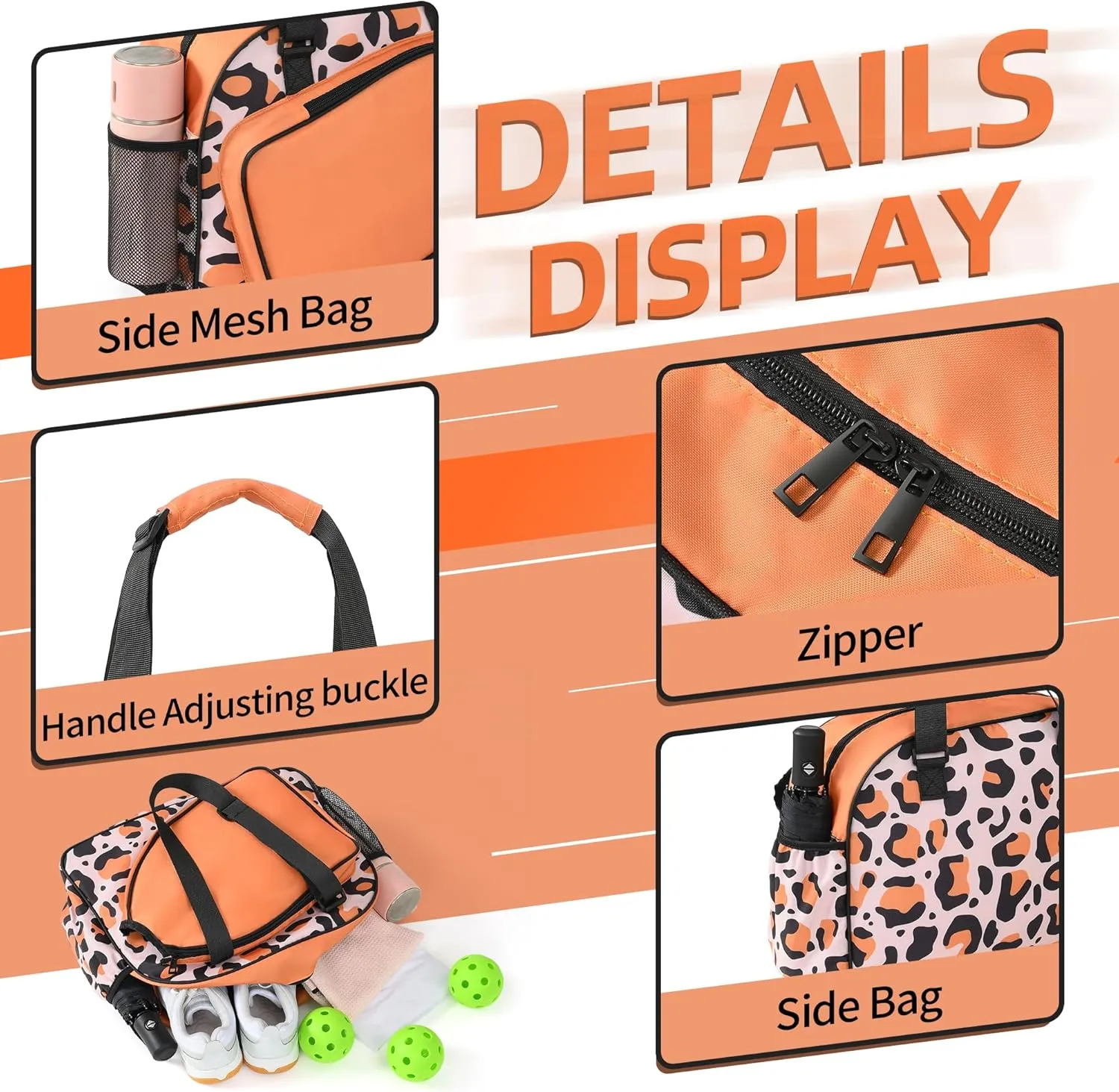 Boulder Bee Pickleball Bags, Premium Pickleball Tote Bag for Girls, Women’s Hand/Shoulder Gym Bag w Water Bottle Holder, with Pickleball Racquet/Paddle Holder