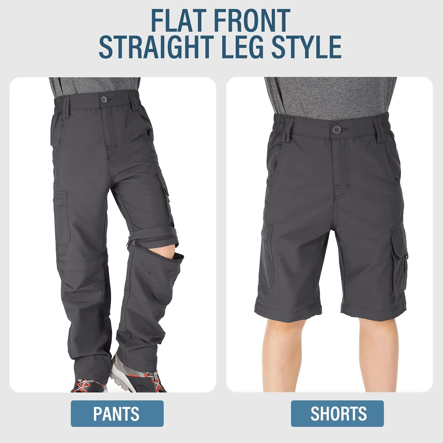 Boys Cargo Pants Kids' Hiking Quick Dry Lightweight Convertible Youth Waterproof Outdoor Camping Fishing Scout Pants