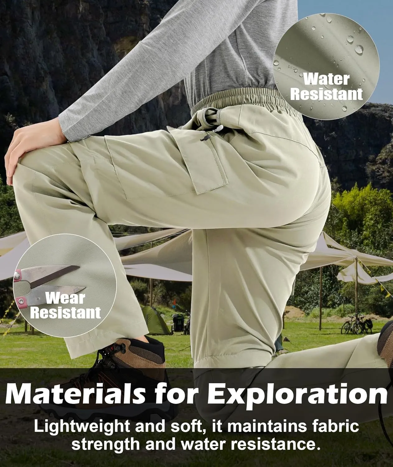 Boys Hiking Cargo Pants Kids Convertible Lightweight Quick Dry Girls Outdoor Waterproof Zip Off School Trousers
