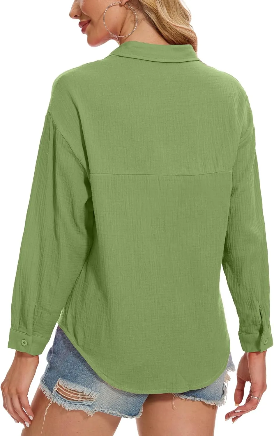 Breezy Lane Women's Button Down Cotton Shirts Long Sleeve Casual Blouses for Spring Summer Fall