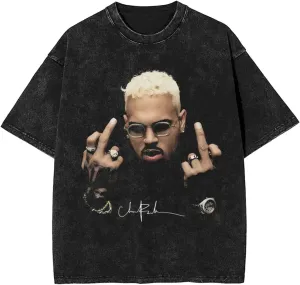 Breezy Xx 2025 Music Tour T-Shirts Mens Fine Casual Cotton Retro Tops Black