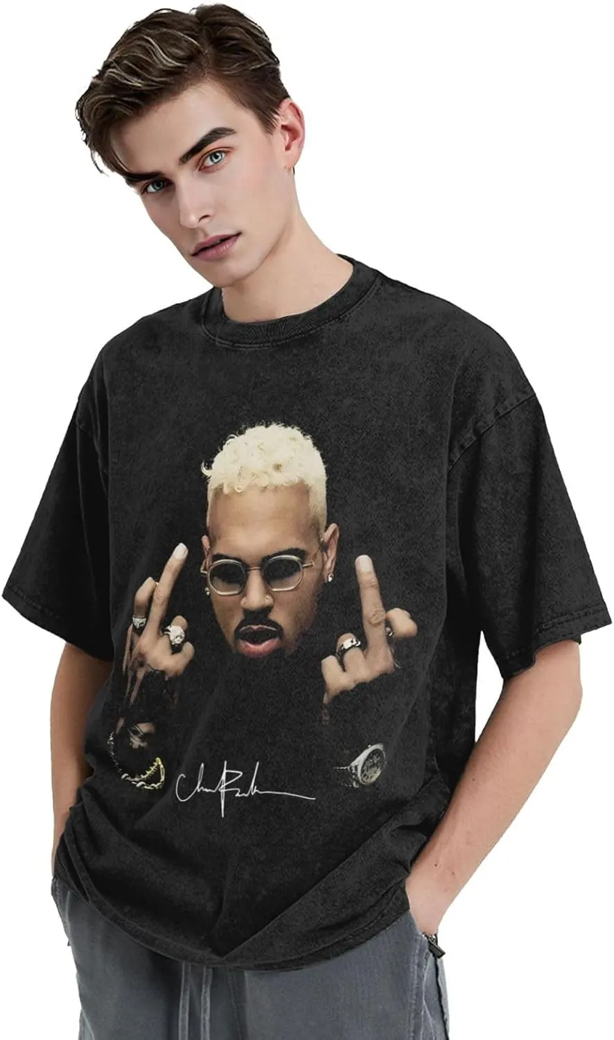 Breezy Xx 2025 Music Tour T-Shirts Mens Fine Casual Cotton Retro Tops Black