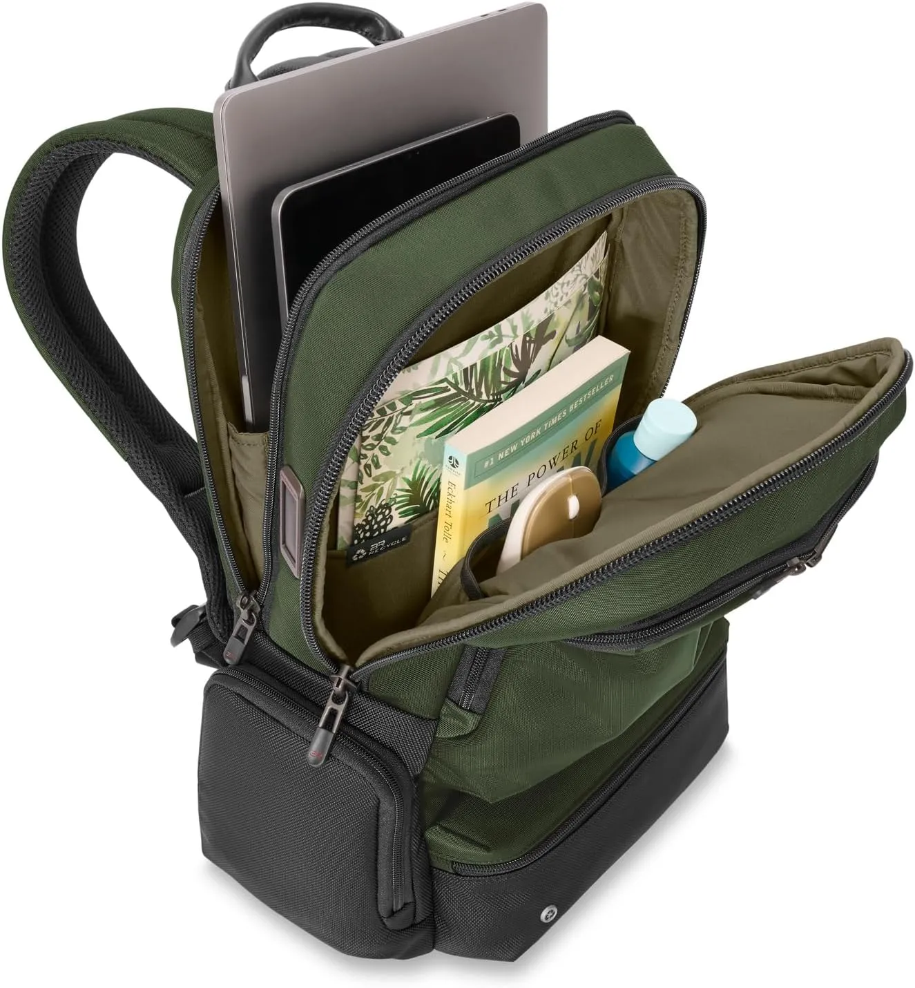 Briggs & Riley Large Cargo Backpack - Carry On Travel Backpack for Women & Men, Personal Item Bag, Self-Repairing Zippers, Padded Straps, Fits up to 17" Laptop - HTA Collection, Forest
