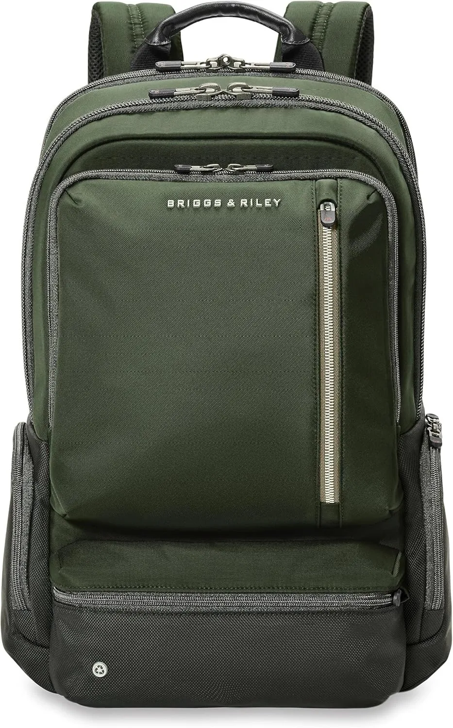 Briggs & Riley Large Cargo Backpack - Carry On Travel Backpack for Women & Men, Personal Item Bag, Self-Repairing Zippers, Padded Straps, Fits up to 17" Laptop - HTA Collection, Forest