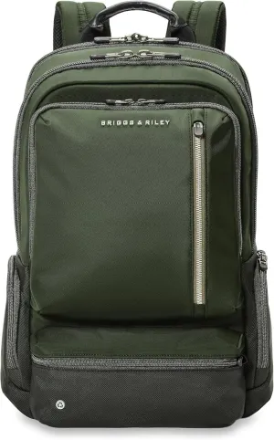 Briggs & Riley Large Cargo Backpack - Carry On Travel Backpack for Women & Men, Personal Item Bag, Self-Repairing Zippers, Padded Straps, Fits up to 17" Laptop - HTA Collection, Forest