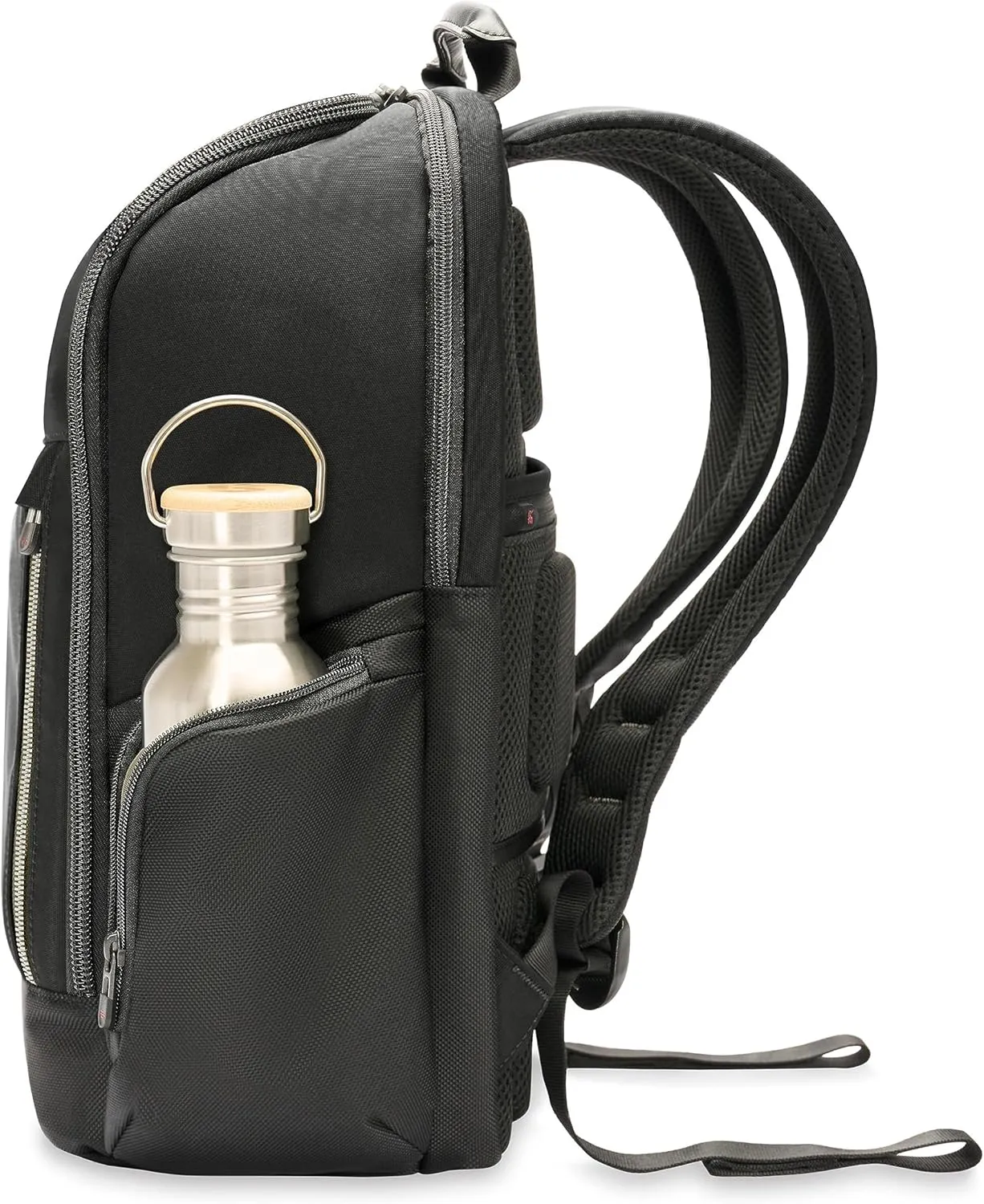 Briggs & Riley Medium Widemouth Backpack - Carry On Travel Backpack for Women & Men, Personal Item Bag, Self-Repairing Zippers, Padded Straps, Fits up to 15.6" Laptop - HTA Collection, Black