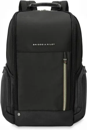 Briggs & Riley Medium Widemouth Backpack - Carry On Travel Backpack for Women & Men, Personal Item Bag, Self-Repairing Zippers, Padded Straps, Fits up to 15.6" Laptop - HTA Collection, Black