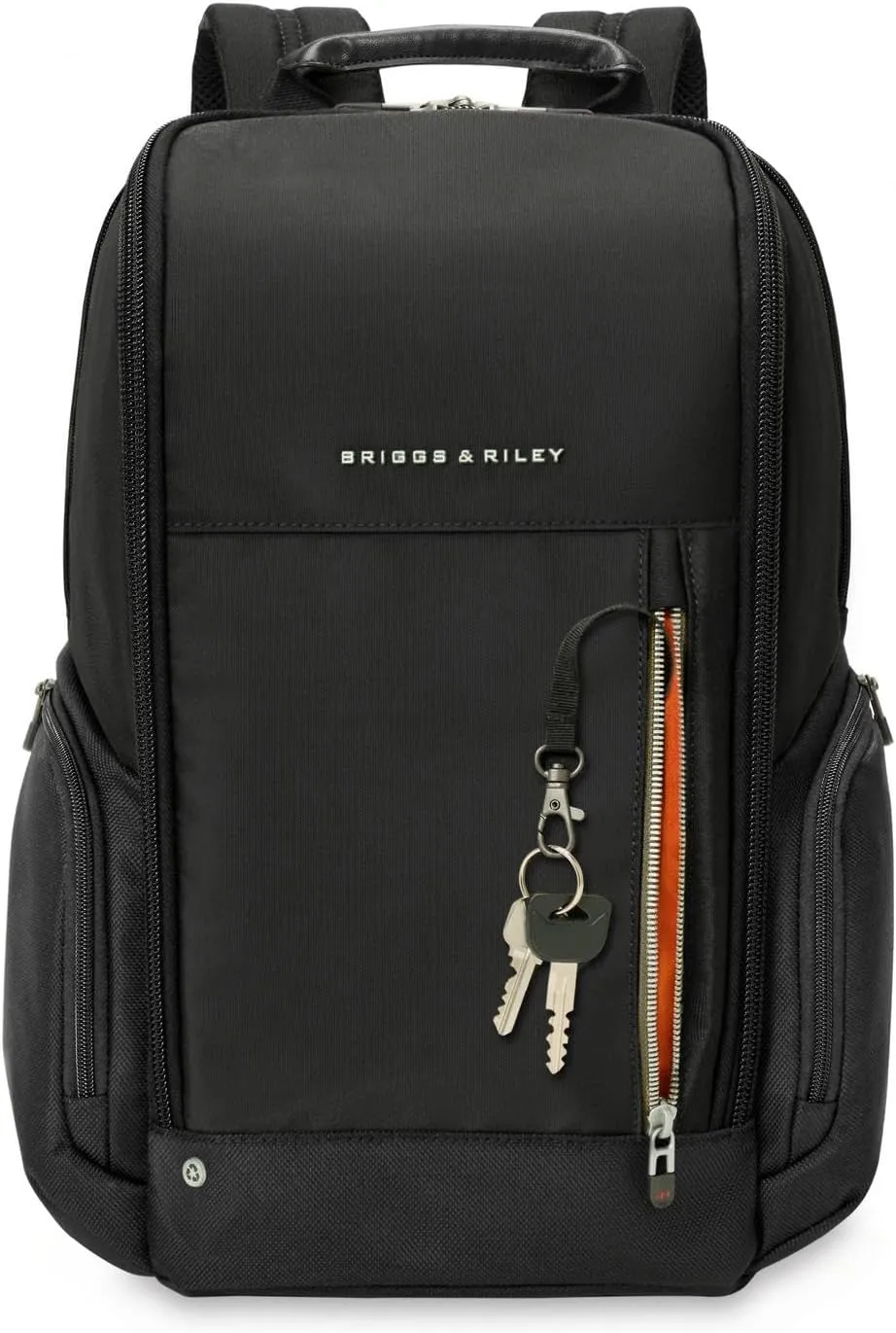 Briggs & Riley Medium Widemouth Backpack - Carry On Travel Backpack for Women & Men, Personal Item Bag, Self-Repairing Zippers, Padded Straps, Fits up to 15.6" Laptop - HTA Collection, Black