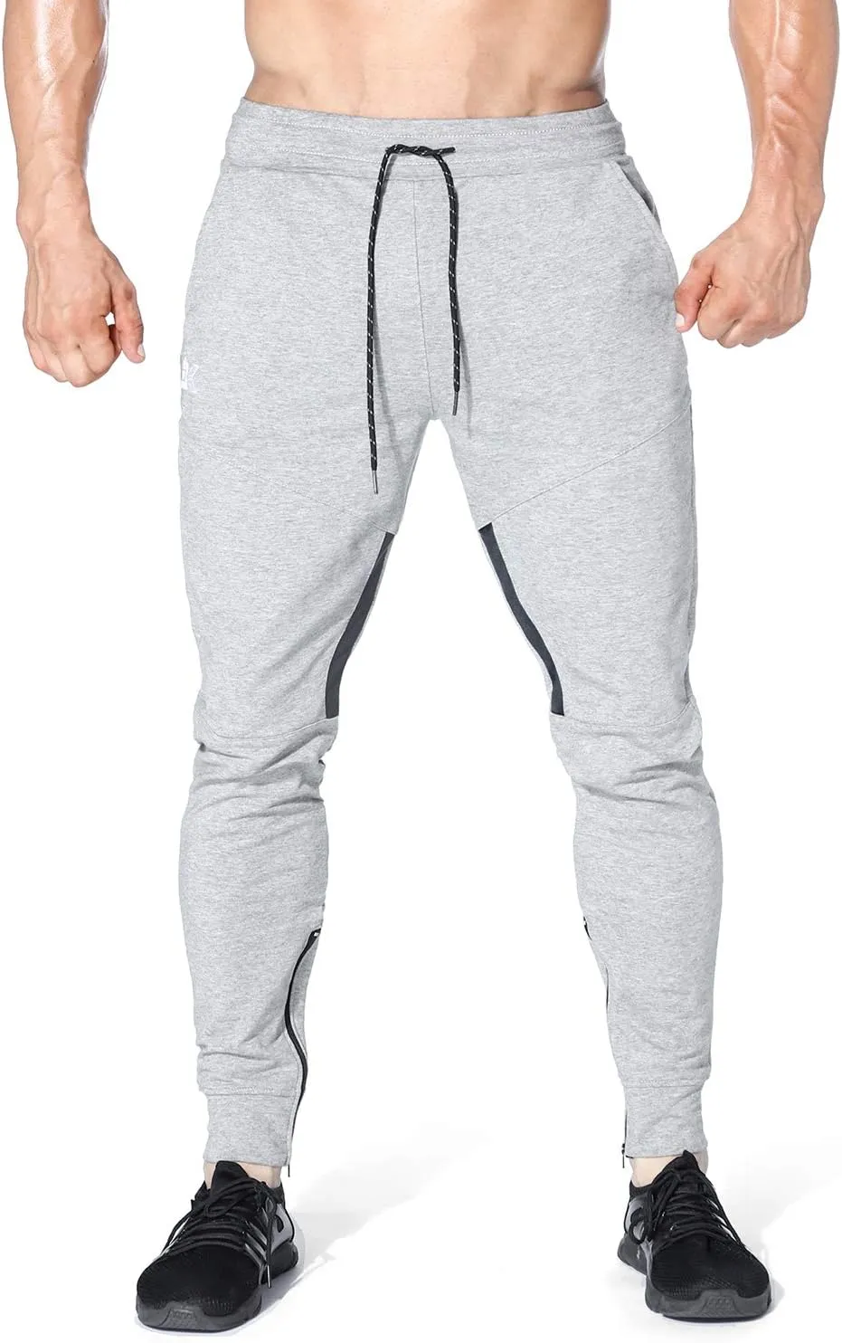 BROKIG Mens Gym Jogger Pants,Casual Slim Workout Sweatpants with Zipper Pockets Bodybuilding Athletic Pants