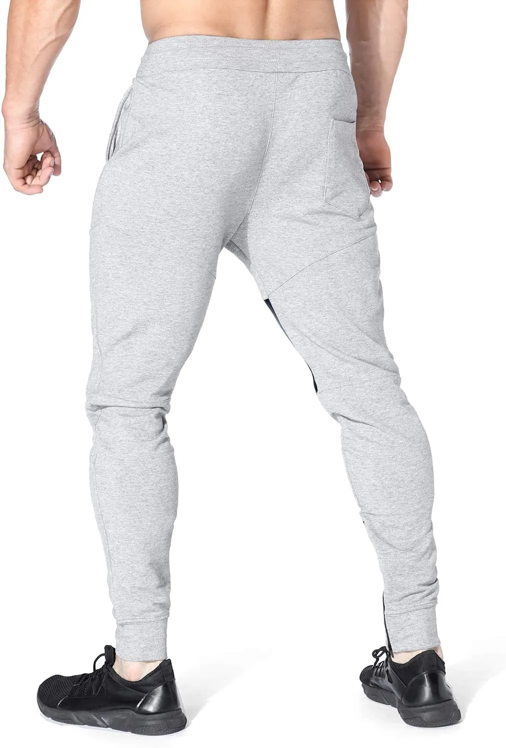 BROKIG Mens Gym Jogger Pants,Casual Slim Workout Sweatpants with Zipper Pockets Bodybuilding Athletic Pants