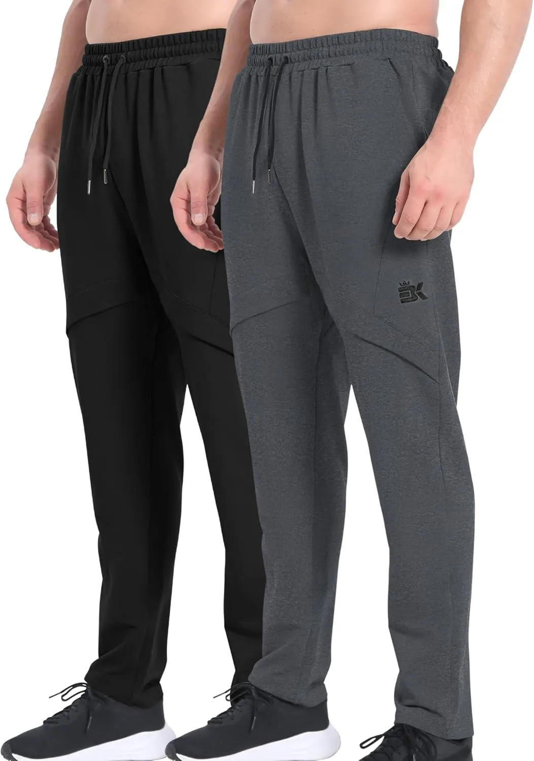 BROKIG Mens Inmesh Sweatpants Open Bottom, Cotton Athletic Workout Pants Drawstring Casual Gym Joggers with Pockets