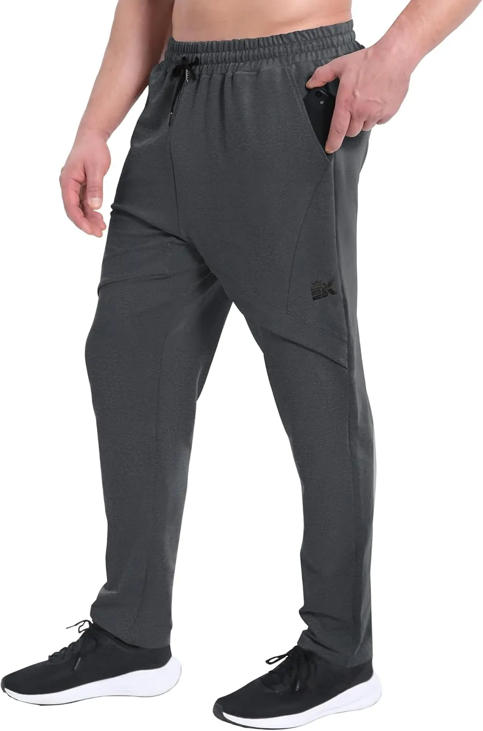 BROKIG Mens Inmesh Sweatpants Open Bottom, Cotton Athletic Workout Pants Drawstring Casual Gym Joggers with Pockets