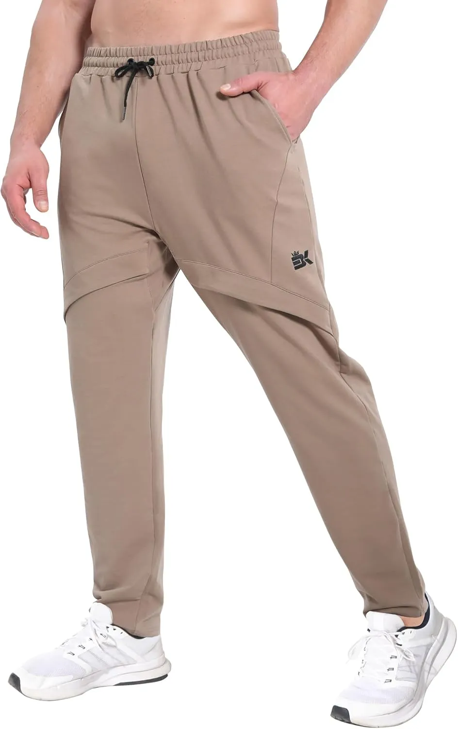 BROKIG Mens Inmesh Sweatpants Open Bottom, Cotton Athletic Workout Pants Drawstring Casual Gym Joggers with Pockets
