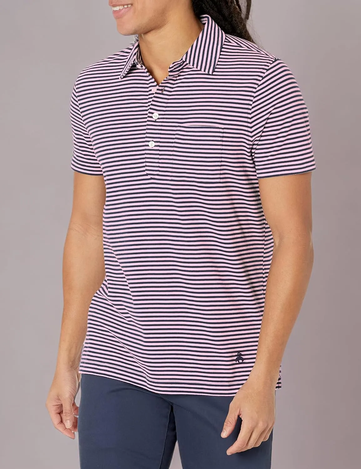Brooks Brothers Men's Cotton Jersey Feeder Stripe Short Sleeve Polo