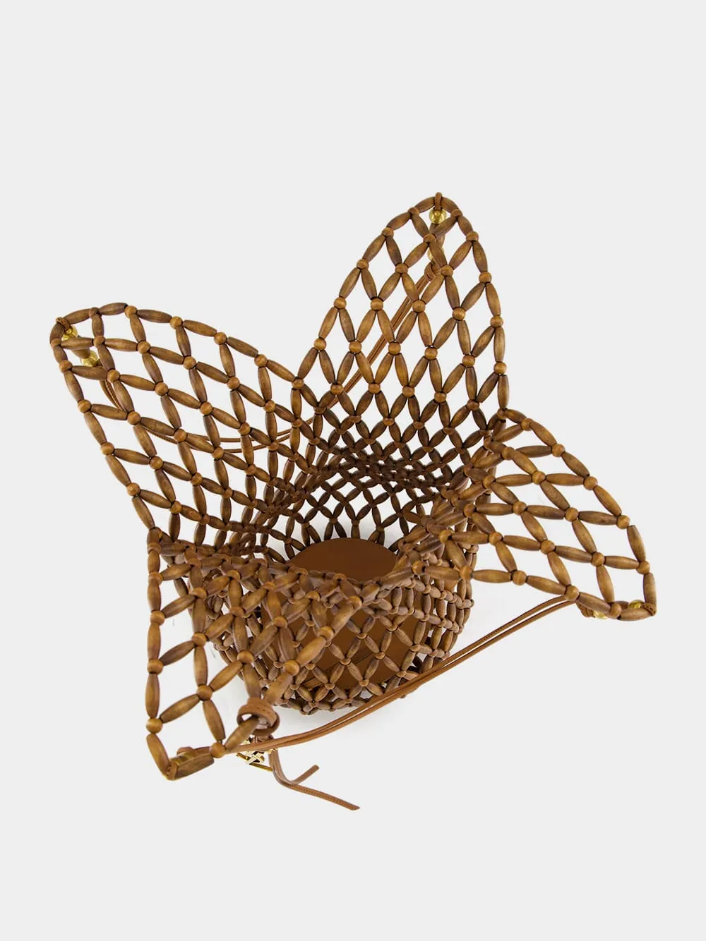 Brown Beaded Hobo Shoulder Bag