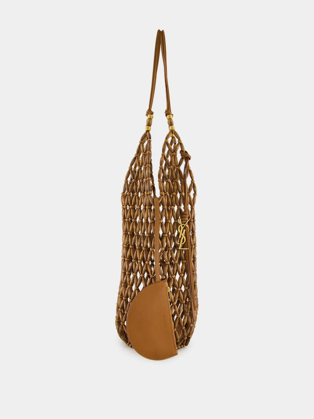 Brown Beaded Hobo Shoulder Bag