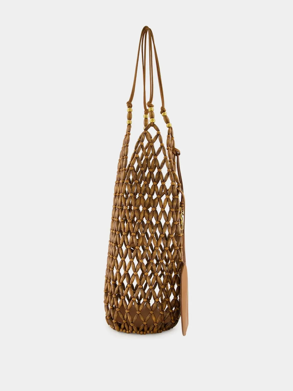 Brown Beaded Hobo Shoulder Bag