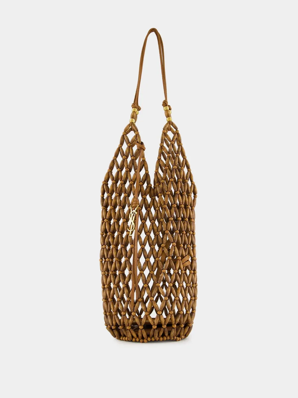 Brown Beaded Hobo Shoulder Bag