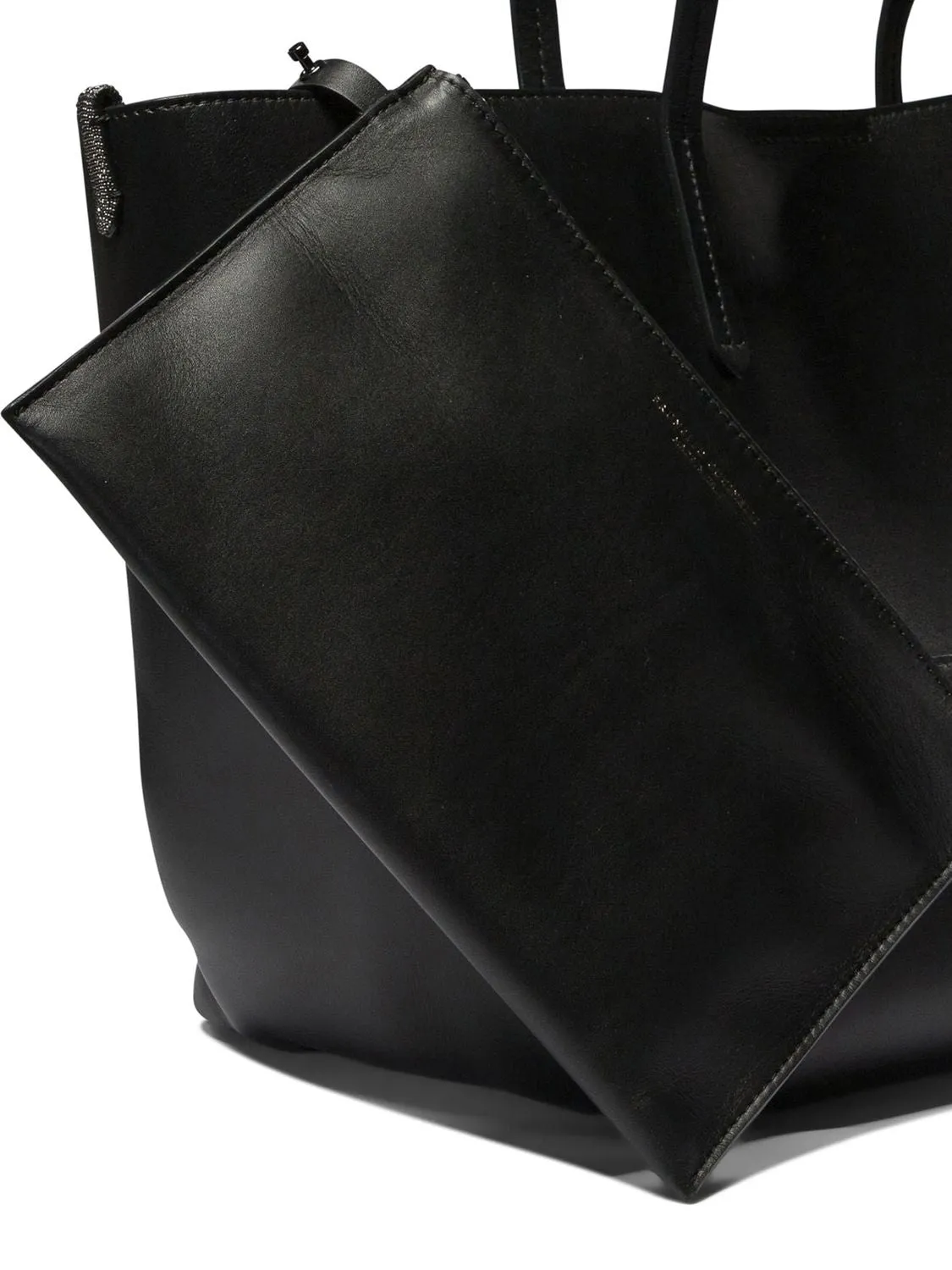 BRUNELLO CUCINELLI Smooth Grain Leather Tote Handbag