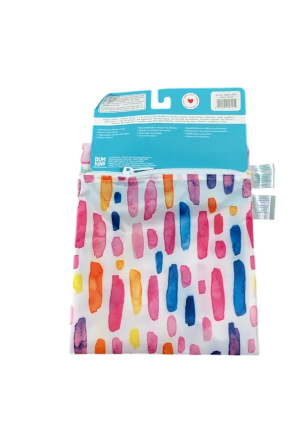 Bumkins Reusable Snack Bag 2-Pack, Large, Watercolor & Brush Strokes